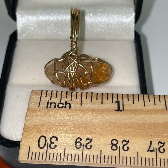 Custom Made Yellow Gold filled wire wrapped Citrine Gemstone Ring - Picture 8 of 16